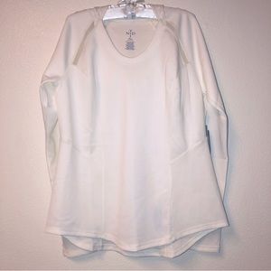 NYDJ White Hooded Long-sleeve Athletic Shirt, L